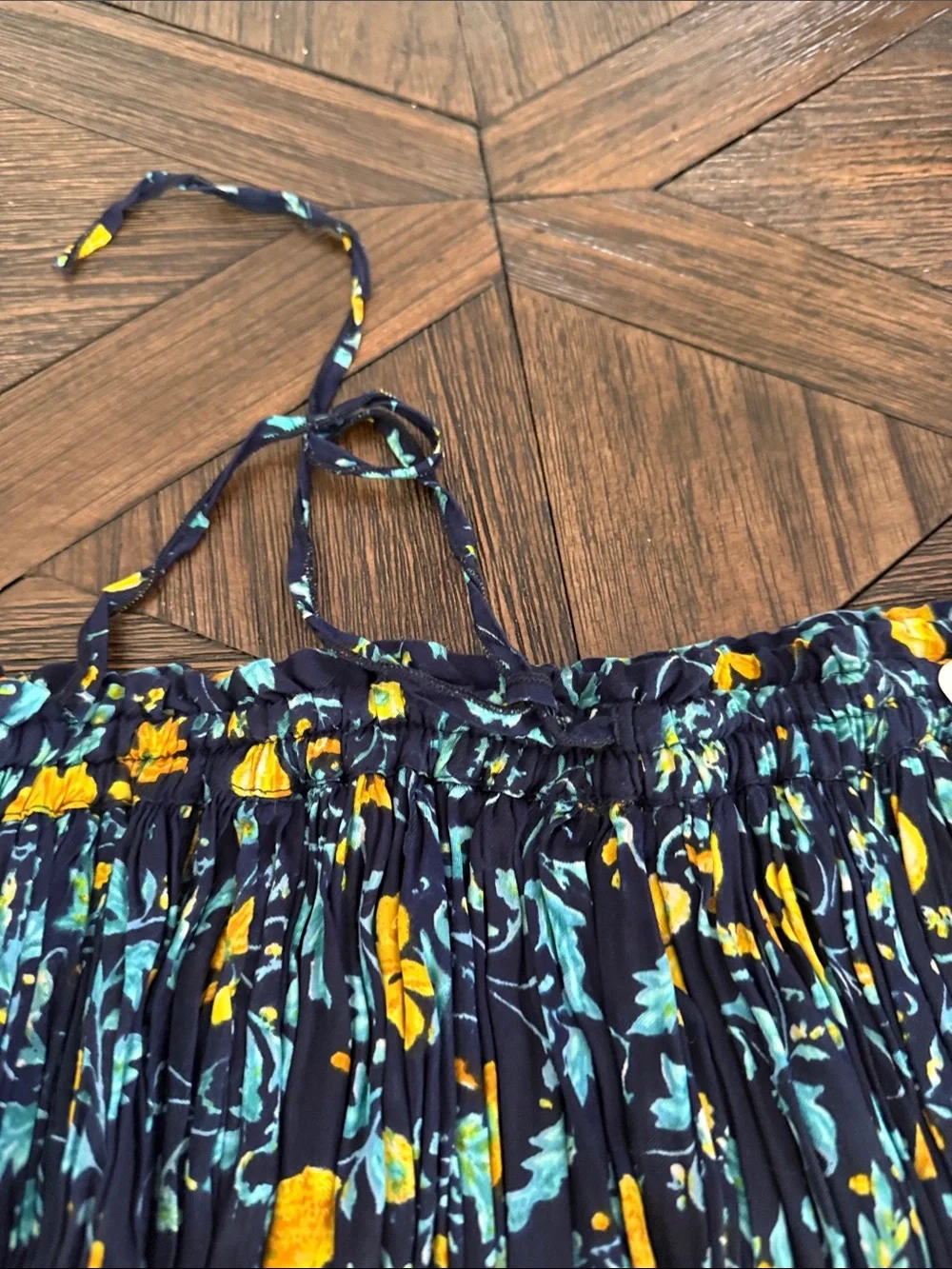 Free People FP One Third Charm Mini Skirt Navy Floral Tiered NWT Size M